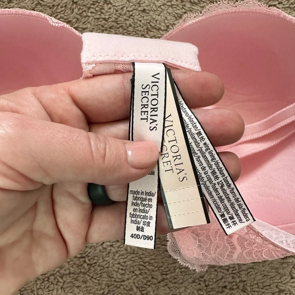 Victoria Secret Dream Angles Pink Smooth & Lace Lined Demi Push-Up Bra Size 40D - Picture 5 of 8